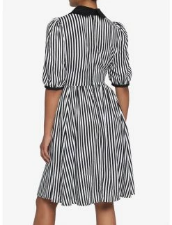 HUNIVERS Black & White Stripe Bow Retro Dress -transcendentactive shop 18568411 av2