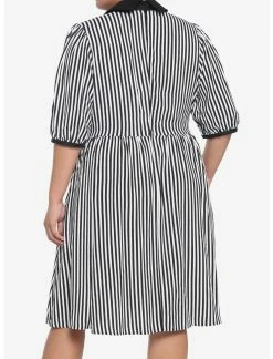 HUNIVERS Black & White Stripe Bow Retro Dress Plus Size -transcendentactive shop 18568419 av2
