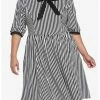 HUNIVERS Black & White Stripe Bow Retro Dress Plus Size -transcendentactive shop 18568419 hi