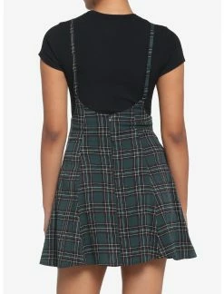 HUNIVERS Green Plaid High-Waisted Suspender Skirt -transcendentactive shop 18569445 av2