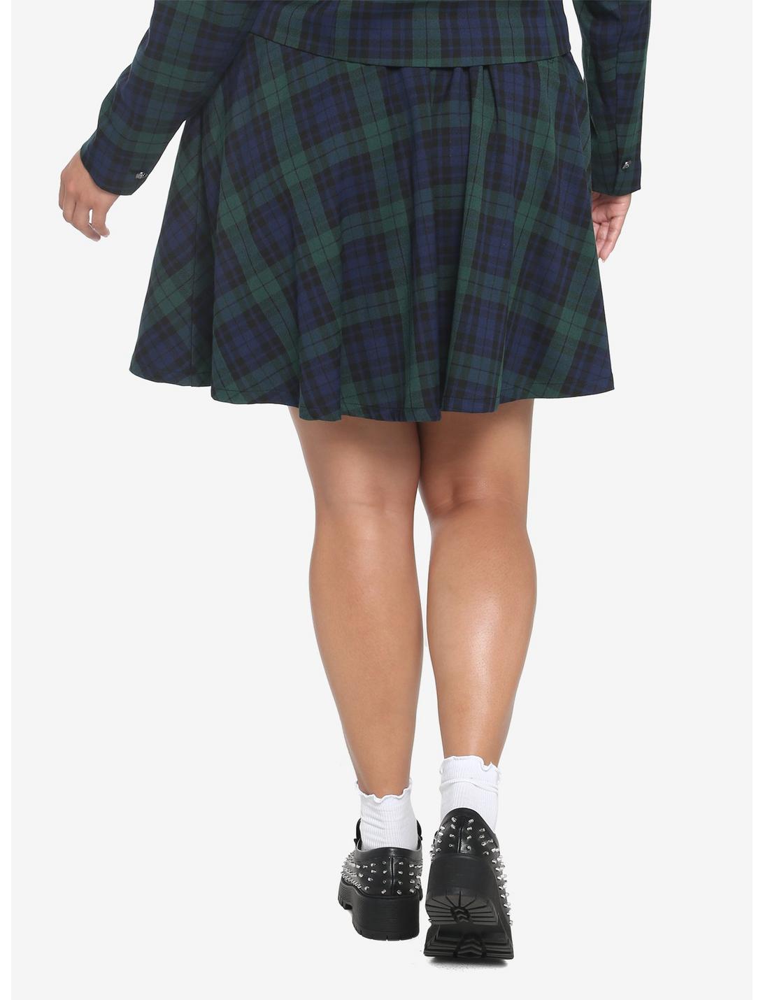 Green & Blue Plaid Skirt With Grommet Belt Plus Size HUNIVERS Green & Blue Plaid Skirt With Grommet Belt Plus Size -transcendentactive shop 18569634 av2