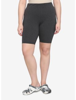 HUNIVERS Charcoal Grey 10 Inch Inseam Bike Shorts Plus Size