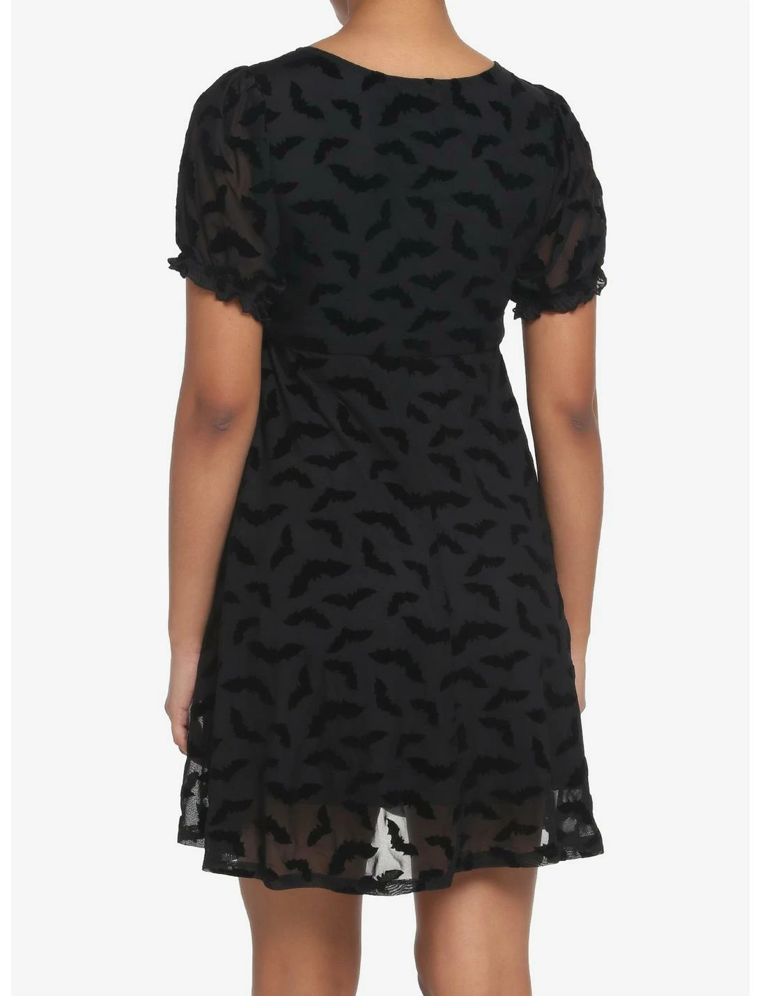 HUNIVERS Black Flocked Bats Babydoll Dress 5 HUNIVERS Black Flocked Bats Babydoll Dress - Image 3