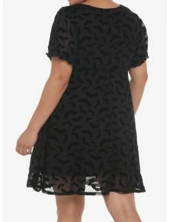 HUNIVERS Black Flocked Bats Babydoll Dress Plus Size 8 HUNIVERS Black Flocked Bats Babydoll Dress Plus Size -transcendentactive shop 18780411 av2