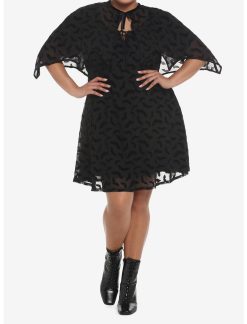 HUNIVERS Black Flocked Bats Babydoll Dress Plus Size 5 HUNIVERS Black Flocked Bats Babydoll Dress Plus Size -transcendentactive shop 18780411 av3