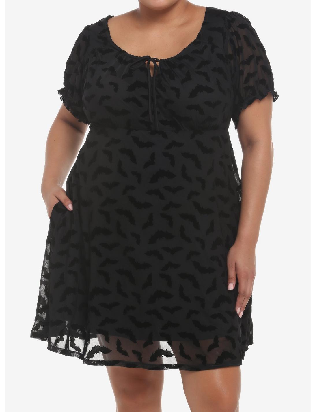 Black Flocked Bats Babydoll Dress Plus Size HUNIVERS Black Flocked Bats Babydoll Dress Plus Size -transcendentactive shop 18780411 hi