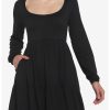 HUNIVERS Black Tiered Long-Sleeve Dress -transcendentactive shop 18780418 hi
