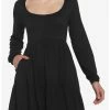 HUNIVERS Black Tiered Long-Sleeve Dress -transcendentactive shop 18780418 hi