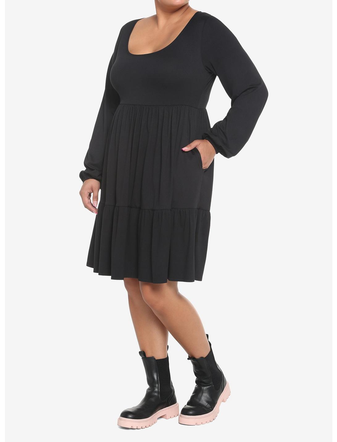 Black Tiered Long-Sleeve Dress Plus Size HUNIVERS Black Tiered Long-Sleeve Dress Plus Size -transcendentactive shop 18780426 av1