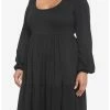 HUNIVERS Black Tiered Long-Sleeve Dress Plus Size -transcendentactive shop 18780426 hi