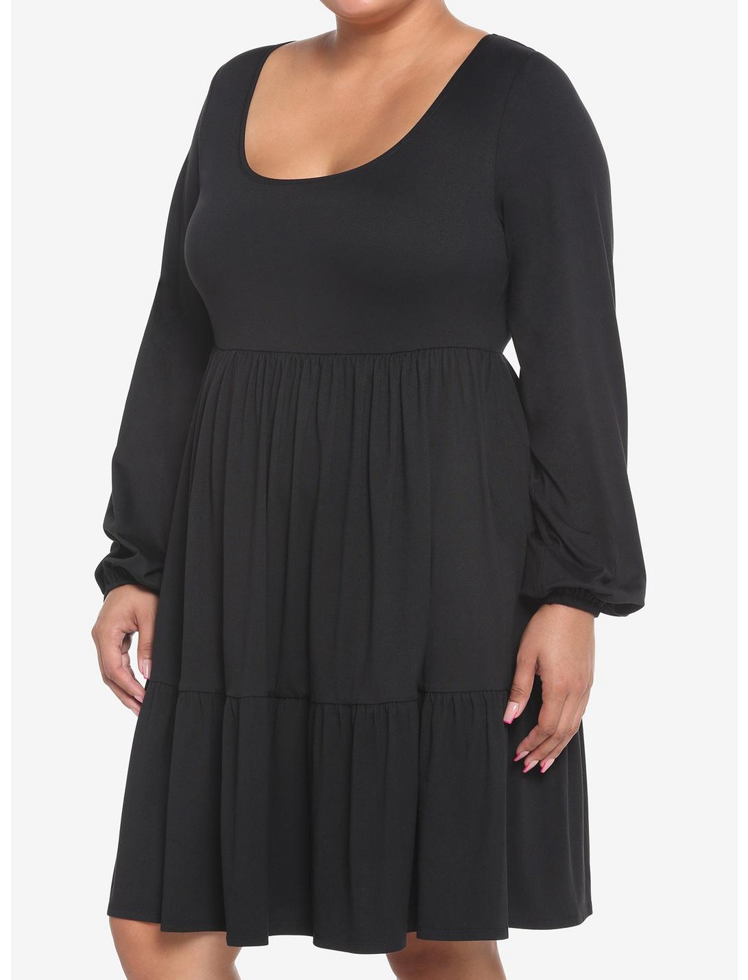 Black Tiered Long-Sleeve Dress Plus Size HUNIVERS Black Tiered Long-Sleeve Dress Plus Size -transcendentactive shop 18780426 hi