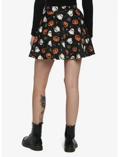 HUNIVERS Pumpkin Ghost & Web Zipper Skirt 5 HUNIVERS Pumpkin Ghost & Web Zipper Skirt -transcendentactive shop 18780448 av1
