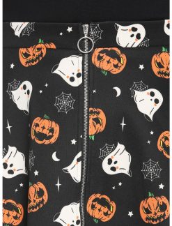 HUNIVERS Pumpkin Ghost & Web Zipper Skirt Plus Size -transcendentactive shop 18780456 av2