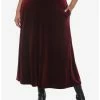 HUNIVERS Burgundy Velvet Maxi Skirt Plus Size -transcendentactive shop 18780486 hi
