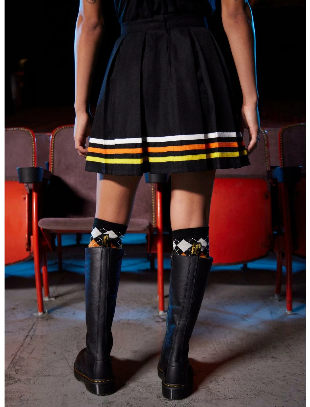 HUNIVERS Candy Corn Stripe Pleated Skirt 4 HUNIVERS Candy Corn Stripe Pleated Skirt - Image 2