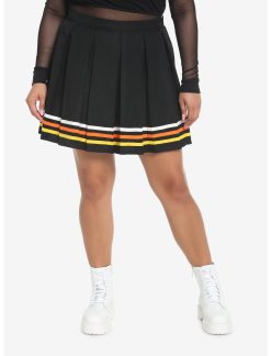 HUNIVERS Candy Corn Stripe Pleated Skirt Plus Size