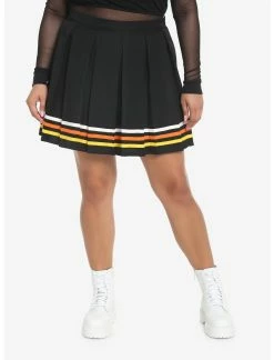 HUNIVERS Candy Corn Stripe Pleated Skirt Plus Size