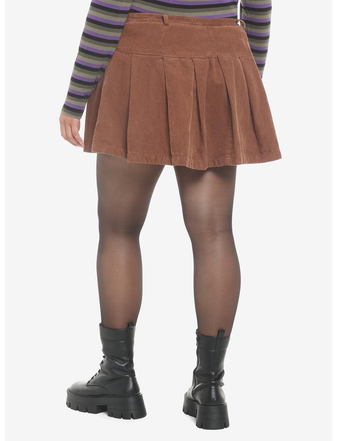 Brown Corduroy Pleated Mini Skirt Plus Size HUNIVERS Brown Corduroy Pleated Mini Skirt Plus Size -transcendentactive shop 18780516 av1