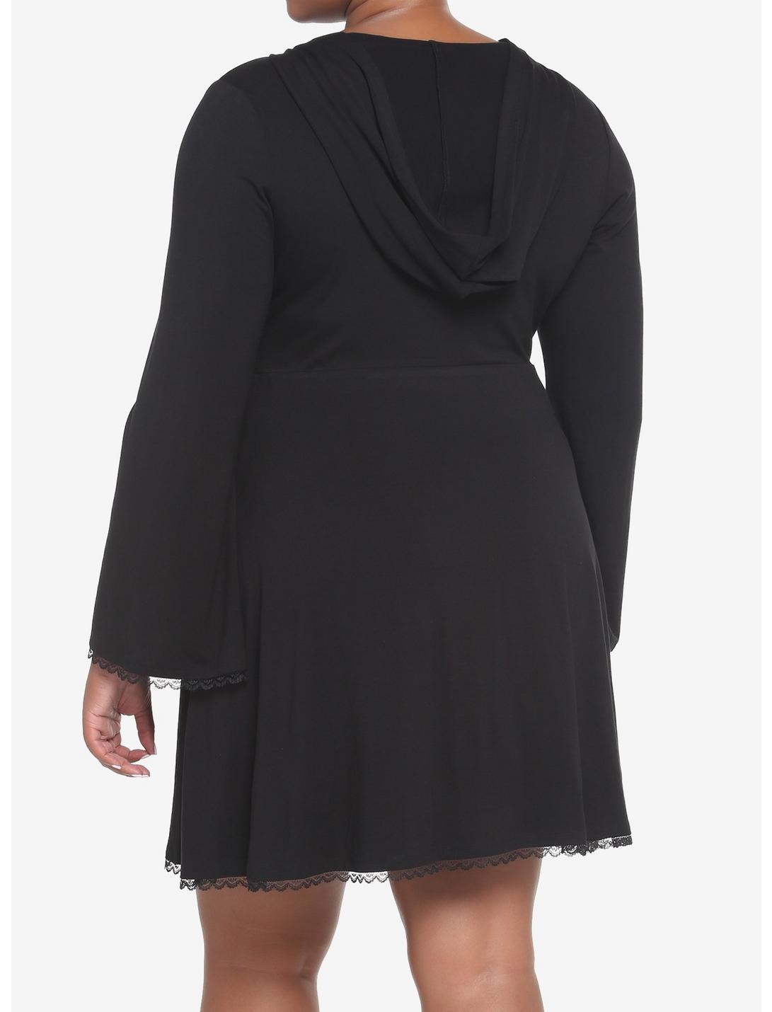 Black Lace-Up Front Hooded Dress Plus Size HUNIVERS Black Lace-Up Front Hooded Dress Plus Size -transcendentactive shop 18780555 av2