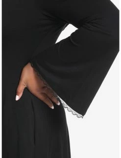 HUNIVERS Black Lace-Up Front Hooded Dress Plus Size -transcendentactive shop 18780555 av4