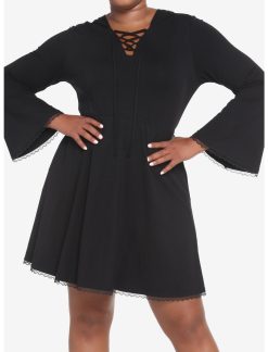 HUNIVERS Black Lace-Up Front Hooded Dress Plus Size 7 HUNIVERS Black Lace-Up Front Hooded Dress Plus Size -transcendentactive shop 18780555 av5