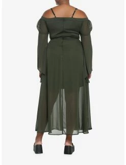 HUNIVERS Forest Green Chiffon Cold Shoulder Maxi Dress Plus Size 7 HUNIVERS Forest Green Chiffon Cold Shoulder Maxi Dress Plus Size -transcendentactive shop 18780570 av2