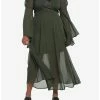 HUNIVERS Forest Green Chiffon Cold Shoulder Maxi Dress Plus Size -transcendentactive shop 18780570 hi