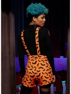 HUNIVERS Orange & Black Bat Shortalls -transcendentactive shop 18780577 av2