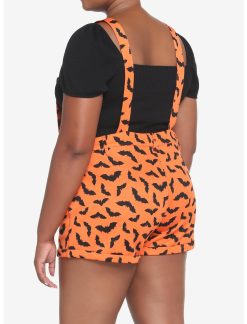 HUNIVERS Orange & Black Bat Shortalls Plus Size -transcendentactive shop 18780585 av2