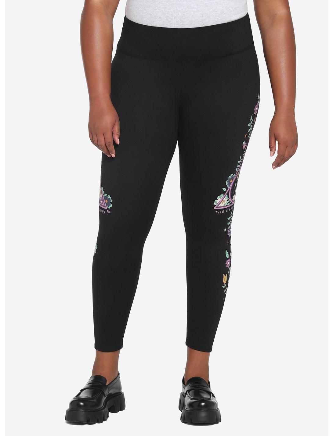 Harry Potter Deathly Hallows Floral Leggings Plus Size HUNIVERS Harry Potter Deathly Hallows Floral Leggings Plus Size -transcendentactive shop 18781005 av1