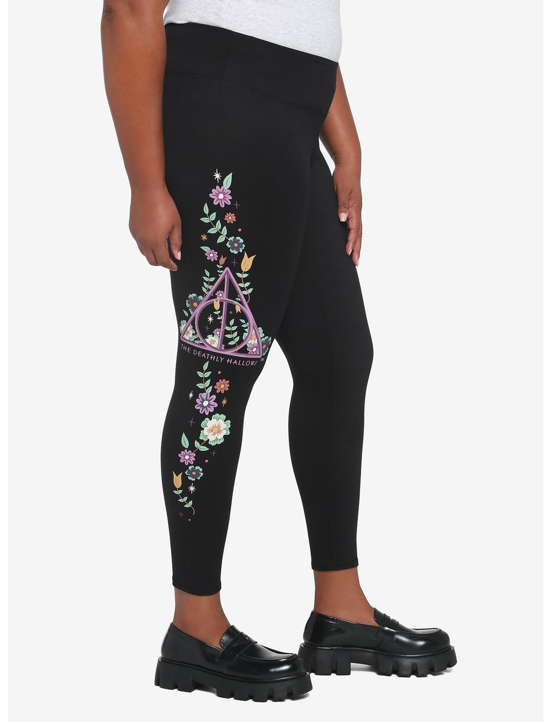Harry Potter Deathly Hallows Floral Leggings Plus Size HUNIVERS Harry Potter Deathly Hallows Floral Leggings Plus Size -transcendentactive shop 18781005 av3