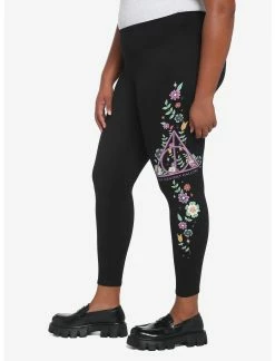 HUNIVERS Harry Potter Deathly Hallows Floral Leggings Plus Size