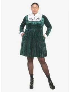 HUNIVERS Her Universe Disney The Haunted Mansion Ghost Host Velvet Long-Sleeve Dress Plus Size -transcendentactive shop 18867515 av1