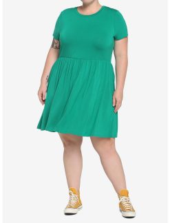 HUNIVERS Green Skater Dress Plus Size -transcendentactive shop 18980790 av1