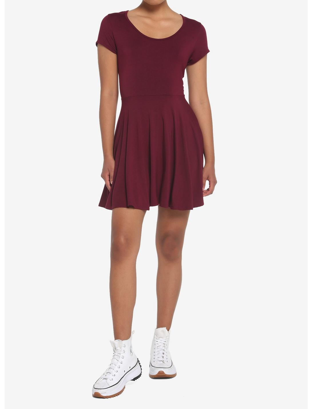 Burgundy Skater Dress HUNIVERS Burgundy Skater Dress -transcendentactive shop 18984512 av1