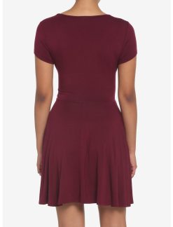 HUNIVERS Burgundy Skater Dress 4 HUNIVERS Burgundy Skater Dress -transcendentactive shop 18984512 av2
