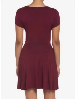 HUNIVERS Burgundy Skater Dress -transcendentactive shop 18984512 av2