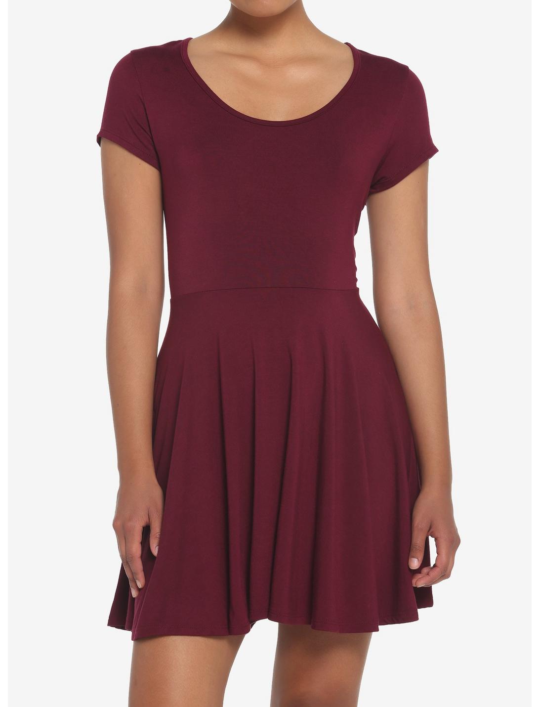 Burgundy Skater Dress HUNIVERS Burgundy Skater Dress -transcendentactive shop 18984512 hi