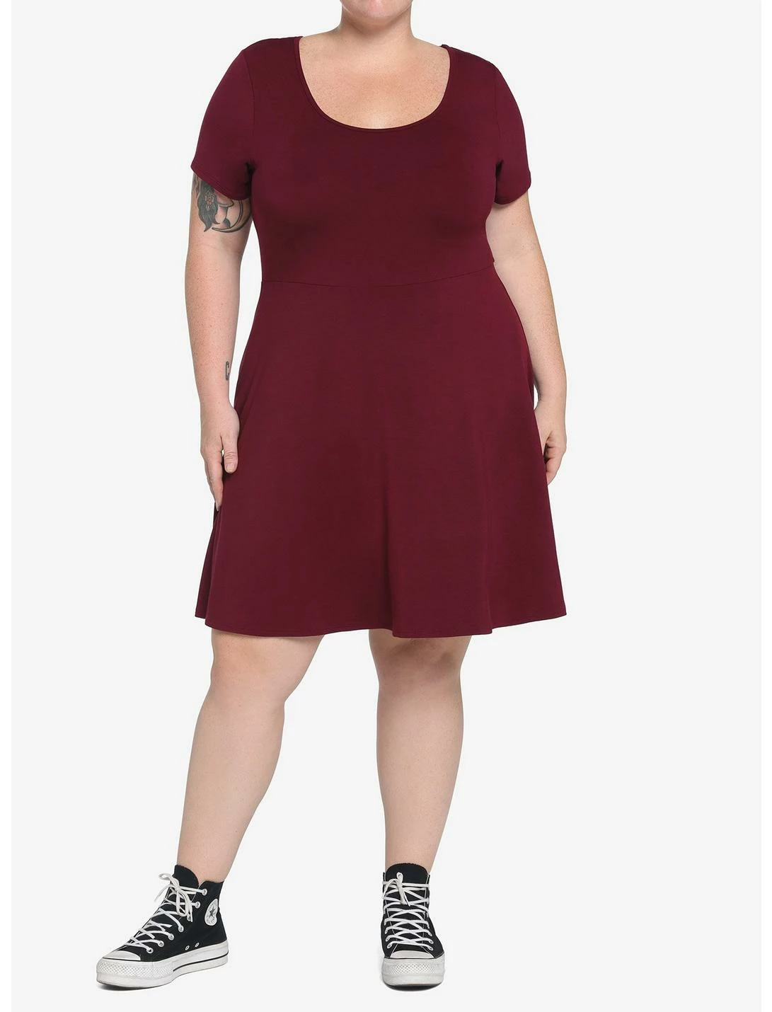 HUNIVERS Burgundy Skater Dress Plus Size 4 HUNIVERS Burgundy Skater Dress Plus Size - Image 2