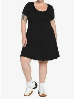 HUNIVERS Black Skater Dress Plus Size -transcendentactive shop 18984535 av1