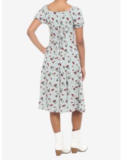 HUNIVERS Frog Mushroom Sage Green Empire Midi Dress -transcendentactive shop 19001187 av2