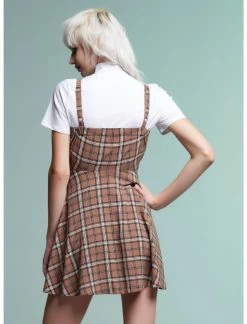 HUNIVERS Brown Plaid Twofer Dress 7 HUNIVERS Brown Plaid Twofer Dress -transcendentactive shop 19001202 av2