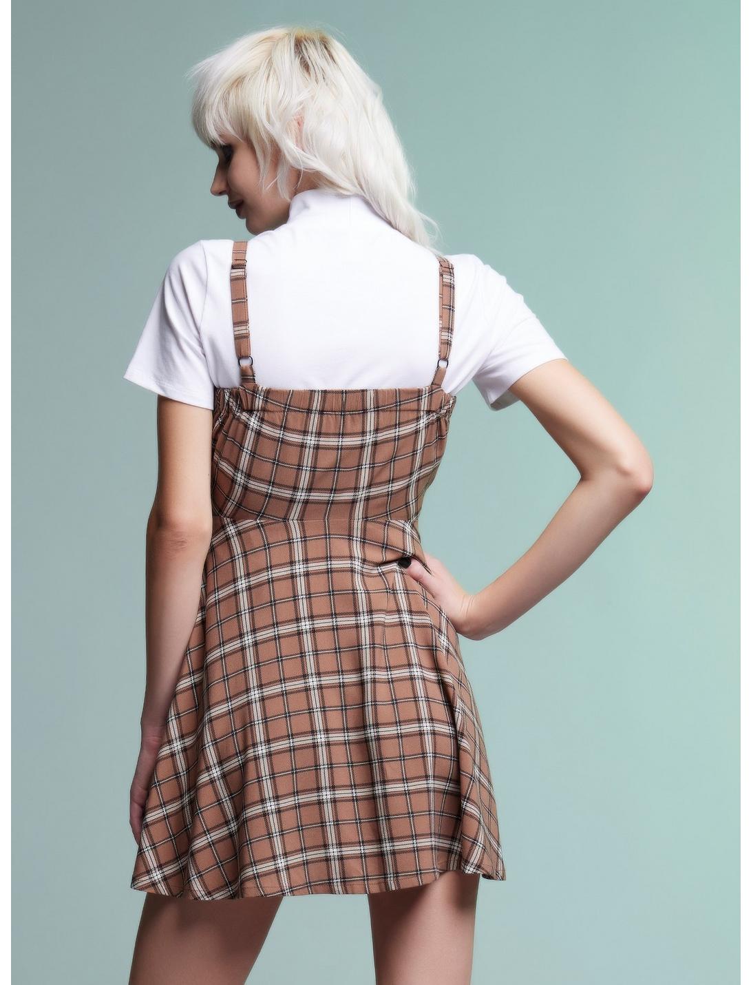 Brown Plaid Twofer Dress HUNIVERS Brown Plaid Twofer Dress -transcendentactive shop 19001202 av2
