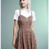 HUNIVERS Brown Plaid Twofer Dress -transcendentactive shop 19001202 hi