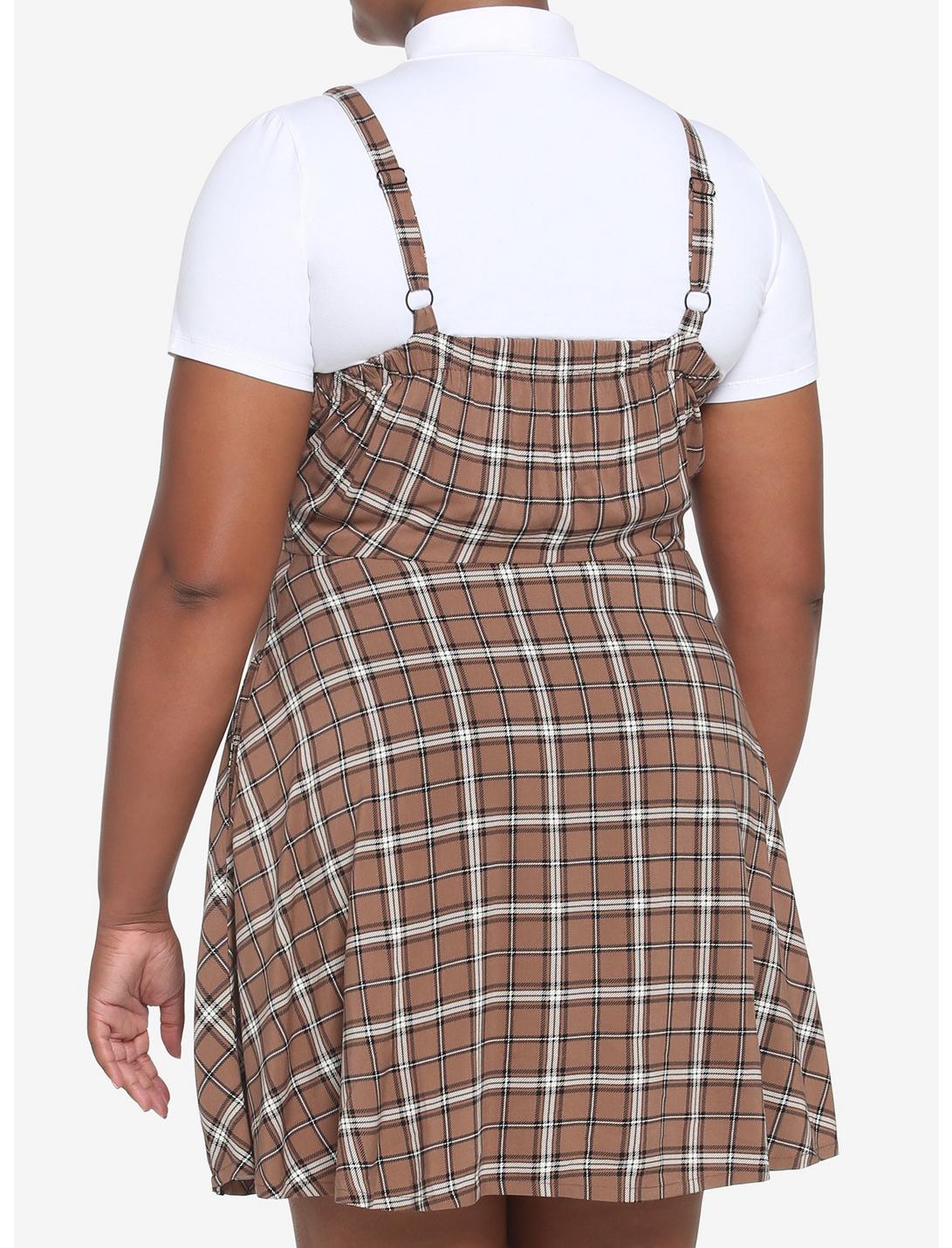 Brown Plaid Twofer Dress Plus Size HUNIVERS Brown Plaid Twofer Dress Plus Size -transcendentactive shop 19001210 av2