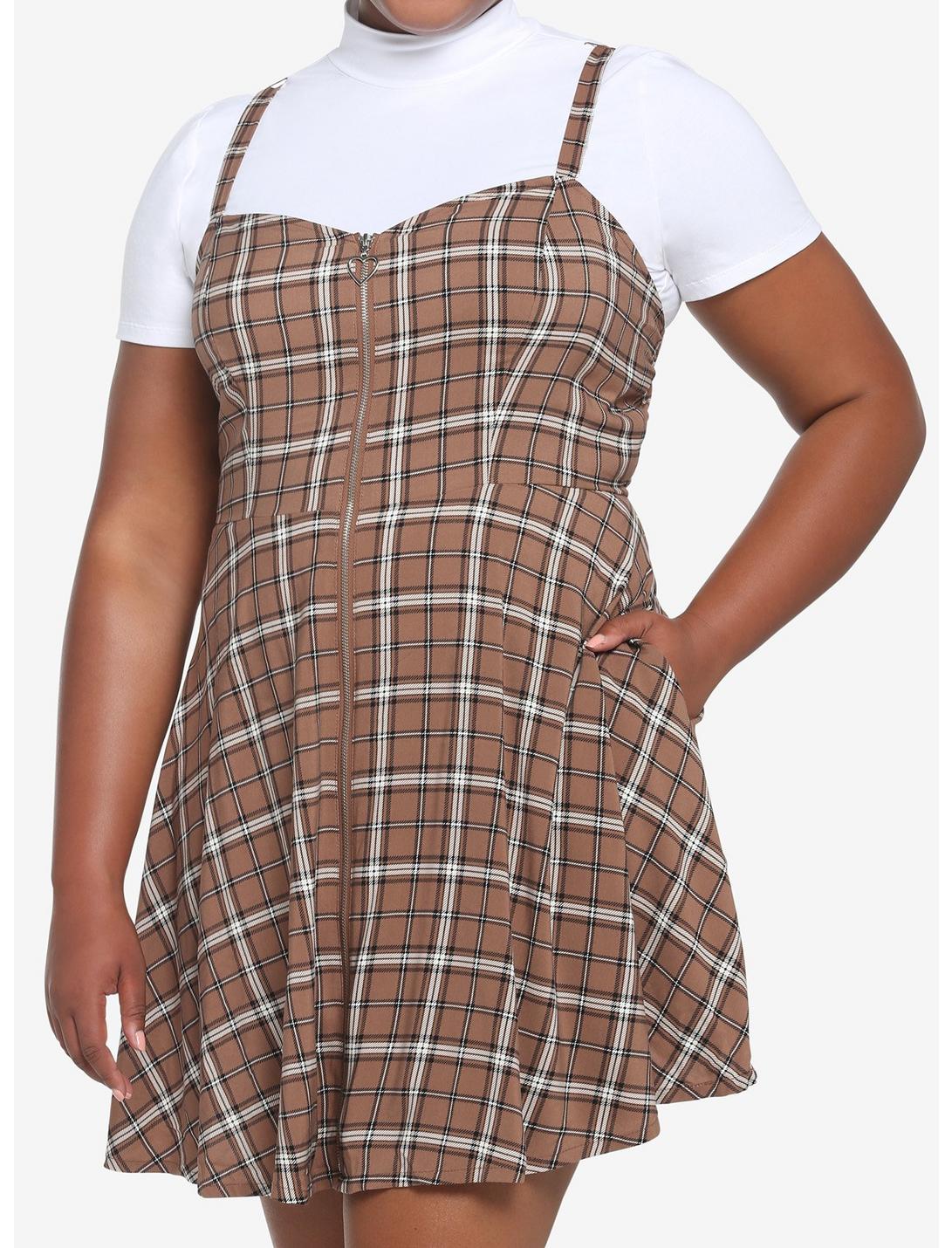 Brown Plaid Twofer Dress Plus Size HUNIVERS Brown Plaid Twofer Dress Plus Size -transcendentactive shop 19001210 hi