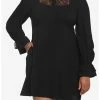 HUNIVERS Black Lace Collared Dress Plus Size -transcendentactive shop 19001240 hi