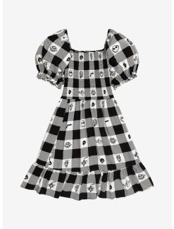 HUNIVERS Her Universe Disney The Nightmare Before Christmas Face Portraits Gingham Smocked Dress