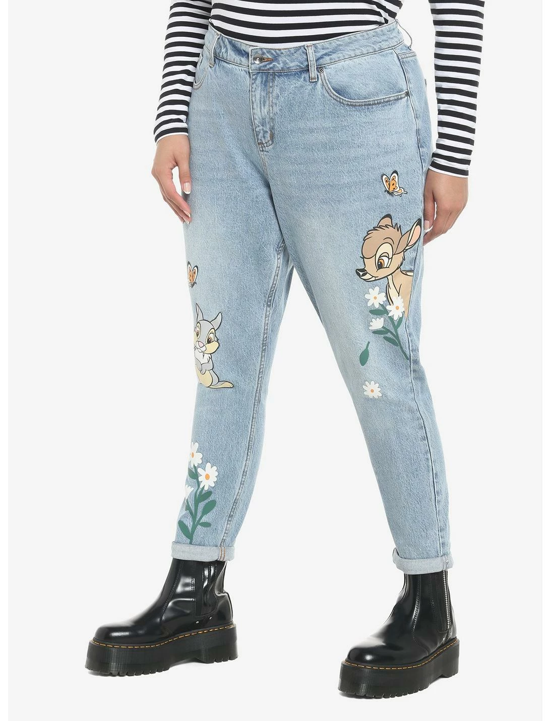 HUNIVERS Disney Bambi & Thumper Mom Jeans Plus Size 5 HUNIVERS Disney Bambi & Thumper Mom Jeans Plus Size - Image 3