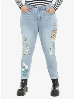 HUNIVERS Disney Bambi & Thumper Mom Jeans Plus Size